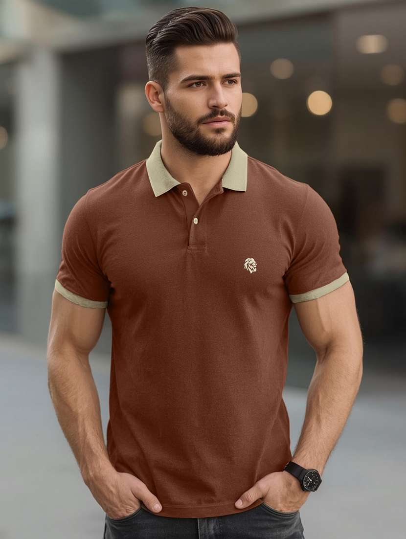 men solid short sleeve regular fit polo t-shirt