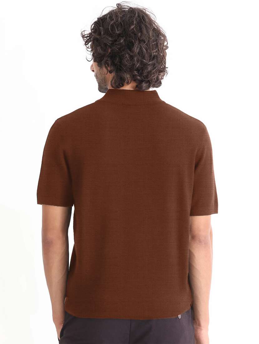 men solid short sleeve regular fit stand collar t-shirt - 22059336 -  Standard Image - 1