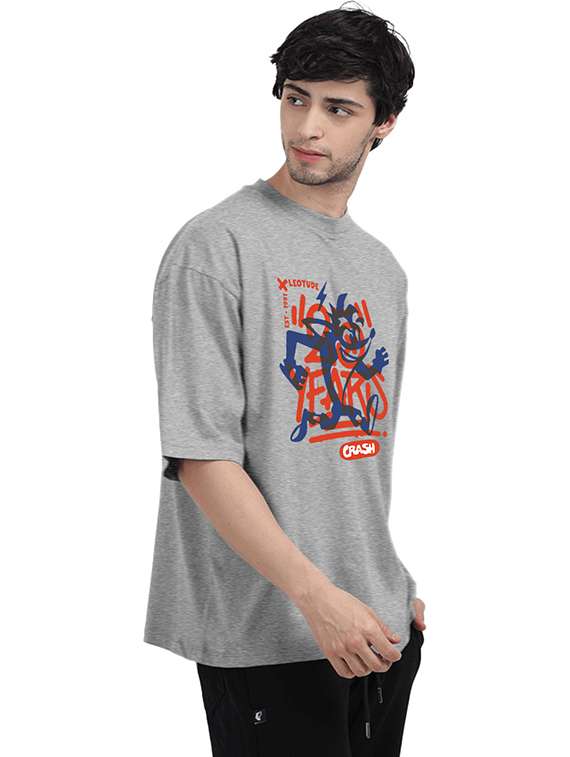 men printed short sleeve oversized fit shirt