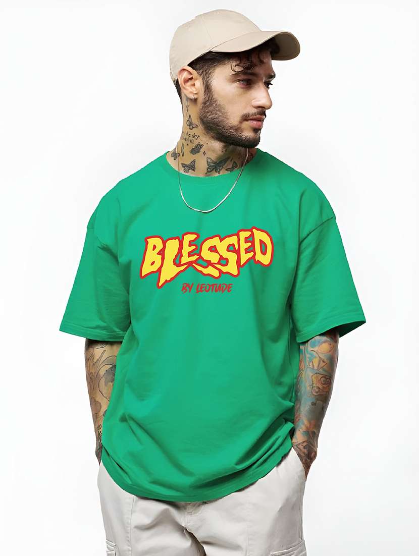 men printed short sleeve oversized fit shirt