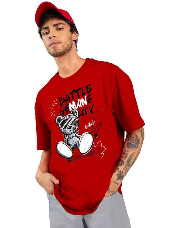 men pack of 2 printed short sleeve oversized fit t-shirt - 22059415 -  Standard Image - 1
