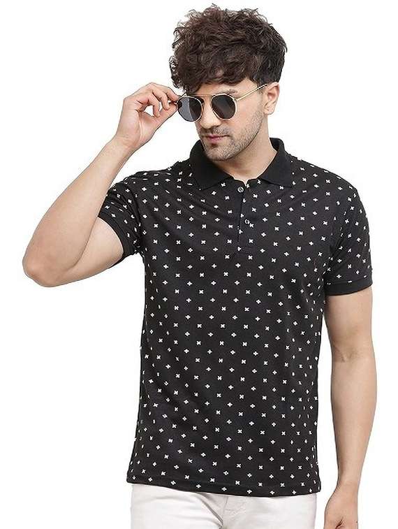 men pack of 2 printed short sleeve regular fit polo t-shirt - 22059424 -  Standard Image - 1