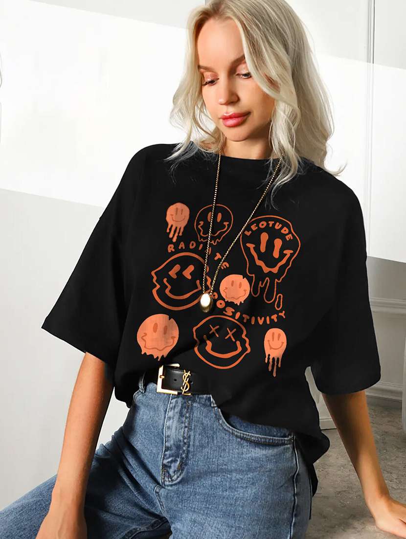 women printed short sleeve oversized fit t-shirt - 22059499 -  Standard Image - 1