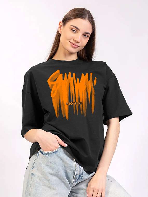 women printed shrort sleeve oversized t-shirt - 22059513 -  Standard Image - 1