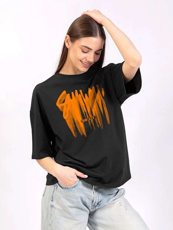 women printed shrort sleeve oversized t-shirt - 22059513 -  Standard Image - 4