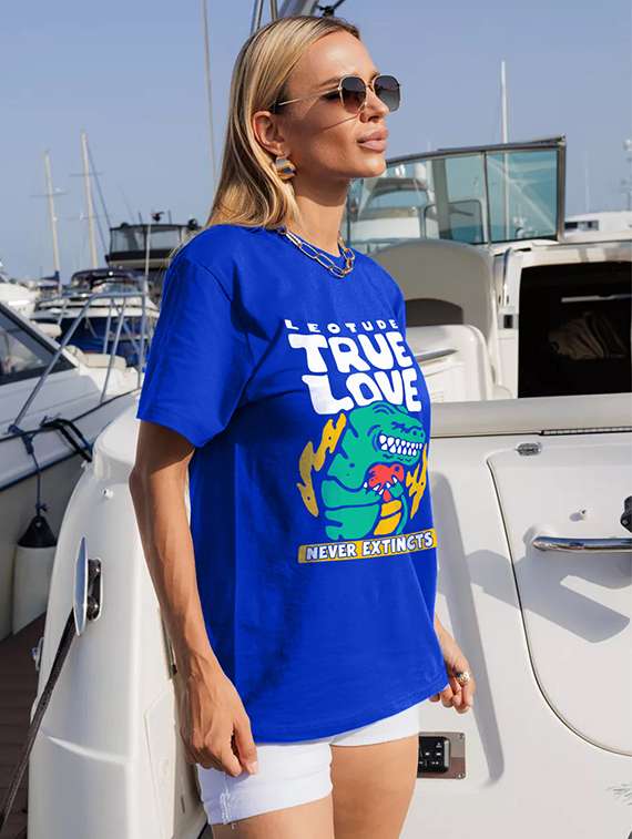 women printed shrort sleeve oversized t-shirt - 22059522 -  Standard Image - 1