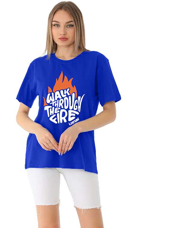 women printed shrort sleeve oversized t-shirt - 22059525 -  Standard Image - 1