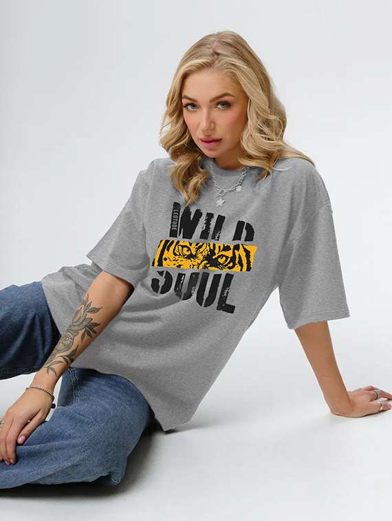 women printed shrort sleeve oversized t-shirt - 22059538 -  Standard Image - 4