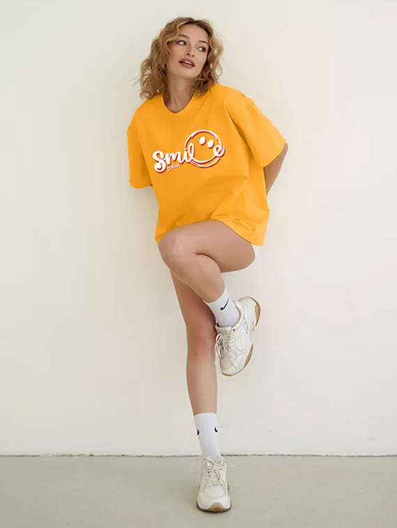 women printed shrort sleeve oversized t-shirt - 22059545 -  Standard Image - 4