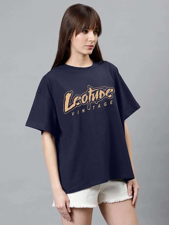 women printed shrort sleeve oversized t-shirt - 22059553 -  Standard Image - 1