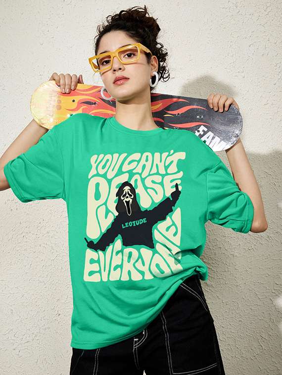 women printed shrort sleeve oversized t-shirt