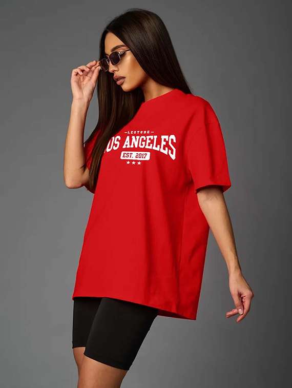 women printed shrort sleeve oversized t-shirt