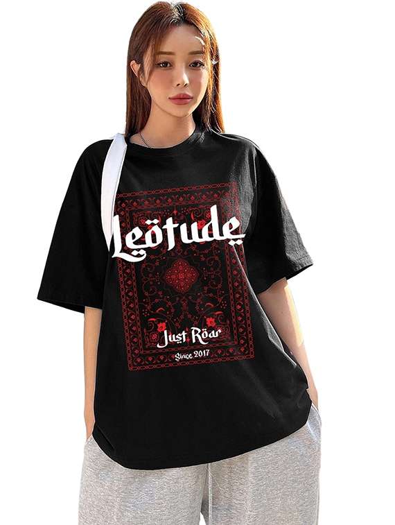 women pack of 2 printed short sleeve oversized t-shirt - 22059602 -  Standard Image - 1