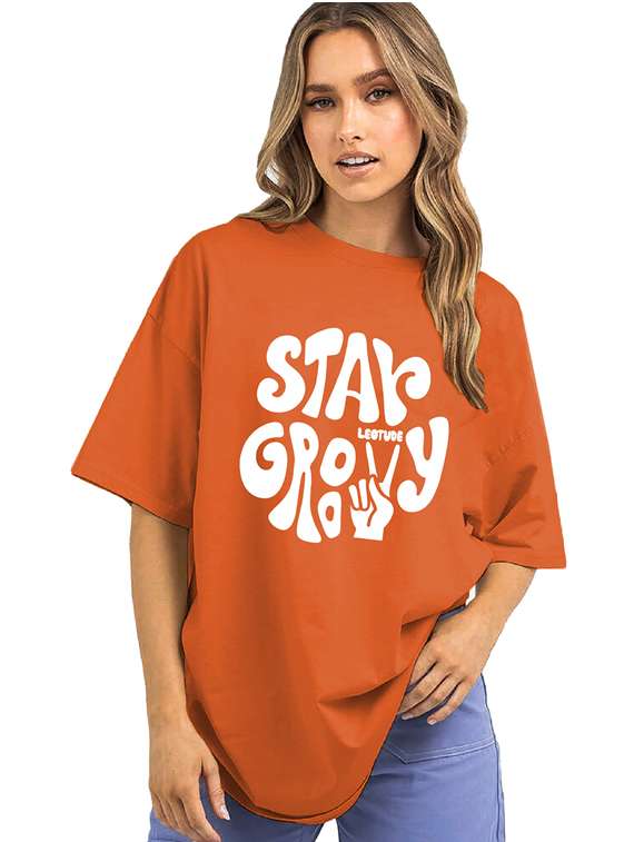 women pack of 2 printed short sleeve oversized t-shirt - 22059636 -  Standard Image - 1