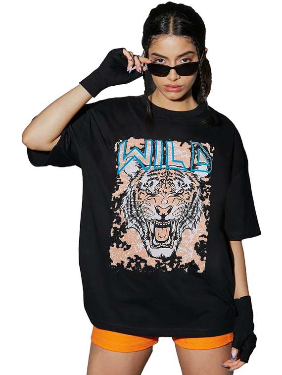 women pack of 2 printed short sleeve oversized t-shirt - 22059655 -  Standard Image - 1