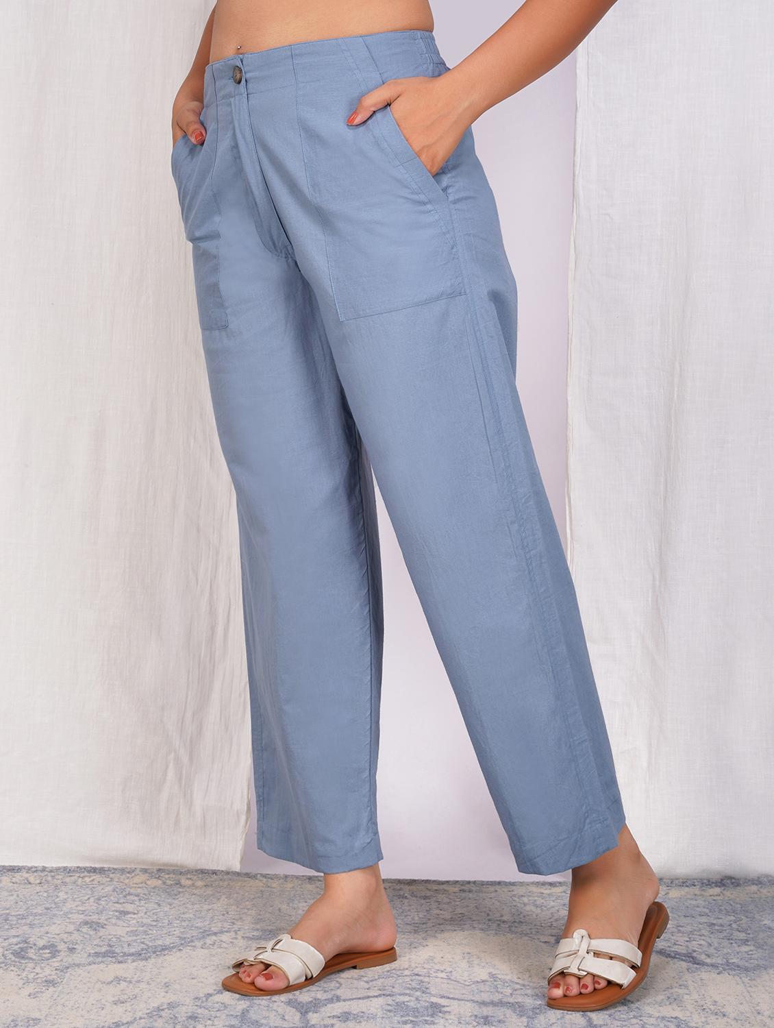 women solid mid rise straight trouser - 22059730 - Standard Image - 1