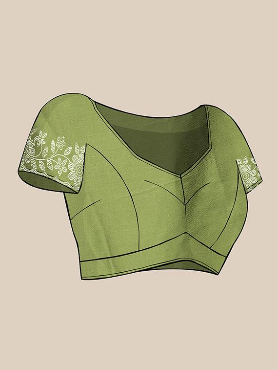 women solid with work embellished saree with blouse - 22059798 - Standard Image - 4