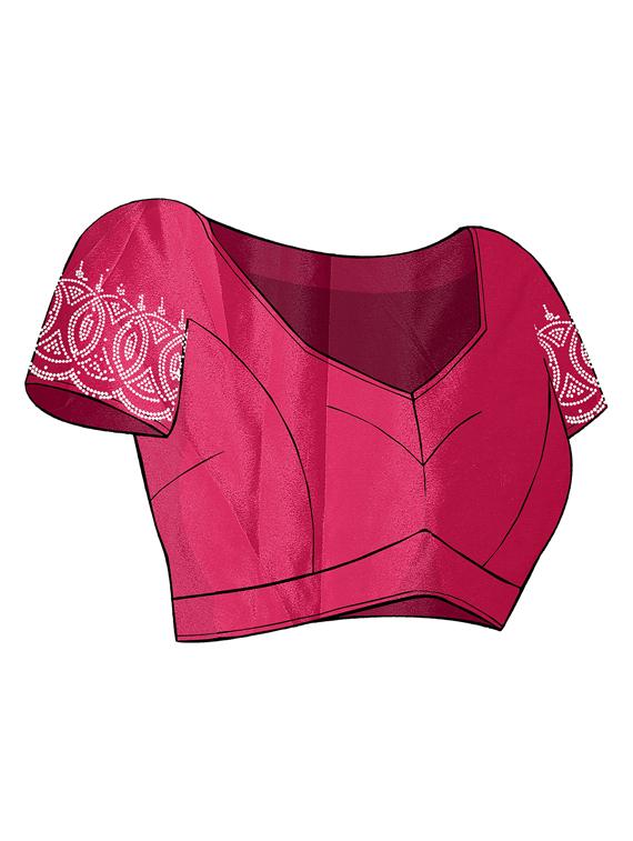 women solid with work embellished saree with blouse - 22059811 - Standard Image - 4