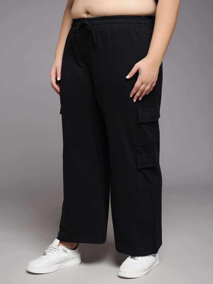 women plus size solid mid rise cargo - 22060104 -  Standard Image - 1