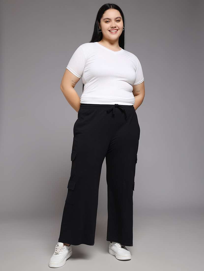 women plus size solid mid rise cargo - 22060104 -  Standard Image - 4