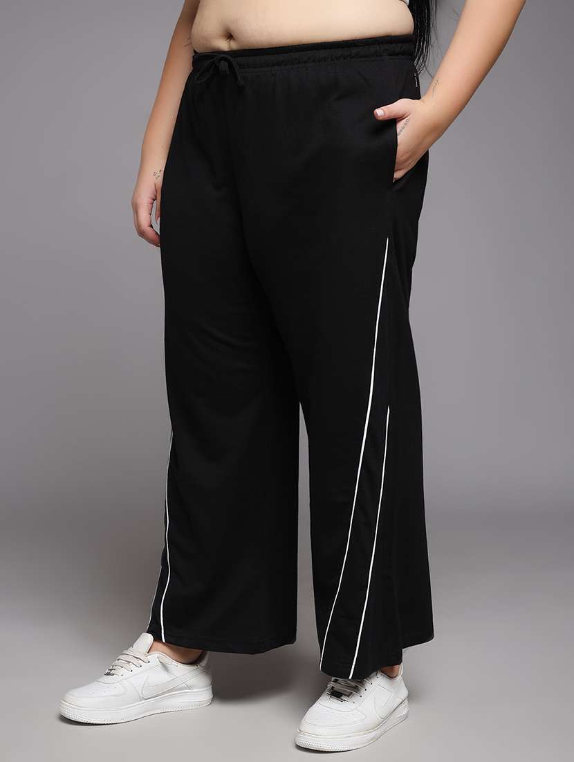women plus size solid mid rise track pant - 22060107 -  Standard Image - 1
