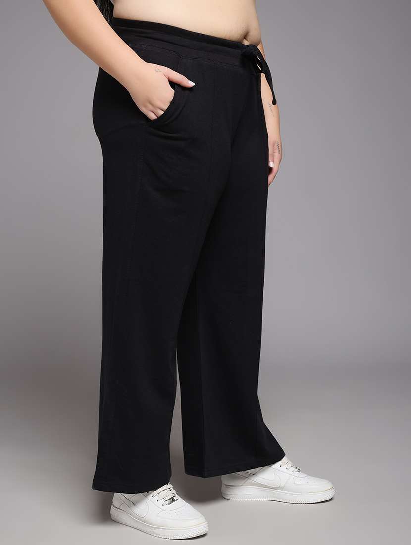 women plus size solid mid rise track pant - 22060109 -  Standard Image - 1