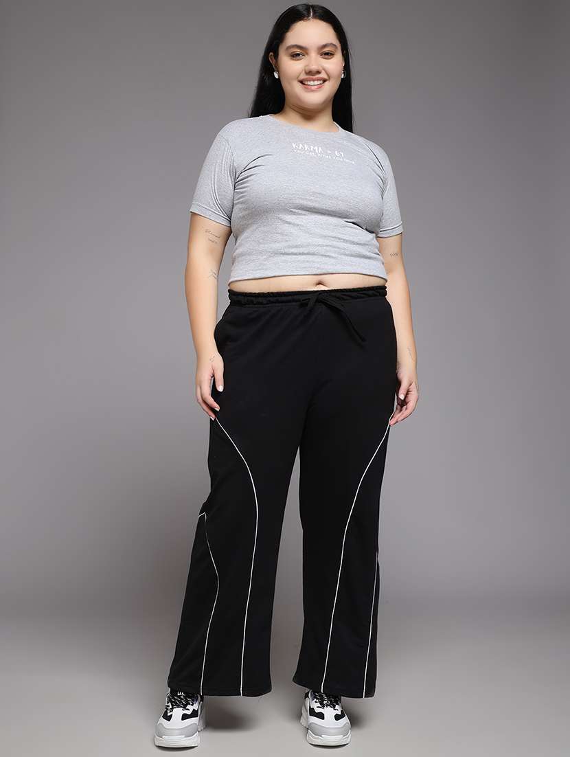 women plus size solid mid rise track pant - 22060114 -  Standard Image - 4