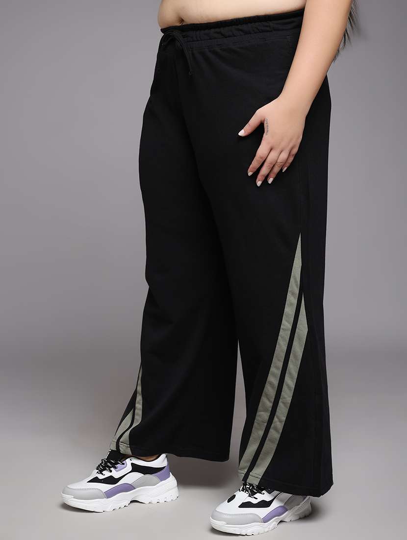 women plus size solid mid rise track pant - 22060118 -  Standard Image - 1