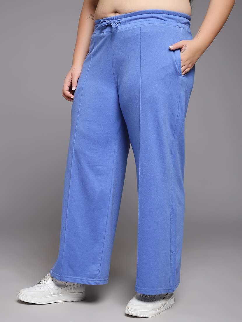 women plus size solid mid rise track pant - 22060123 -  Standard Image - 1