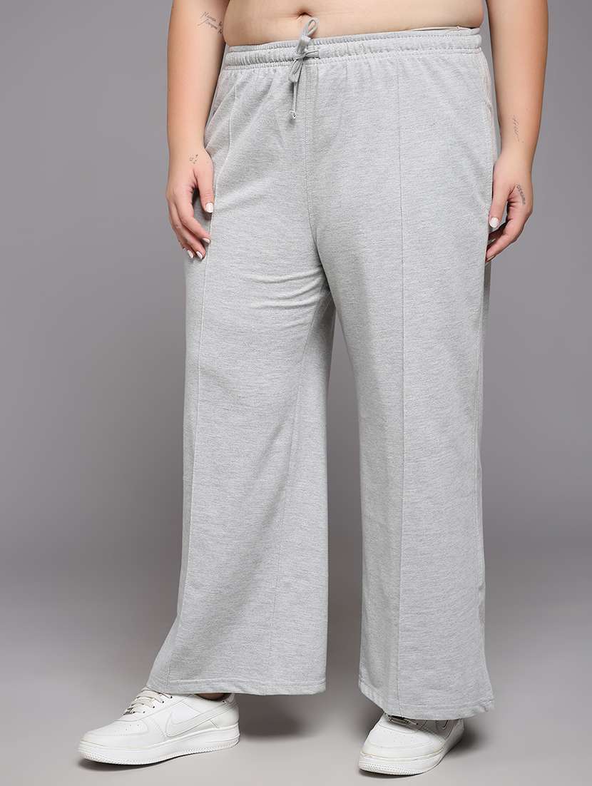 women plus size solid mid rise track pant - 22060124 -  Standard Image - 1