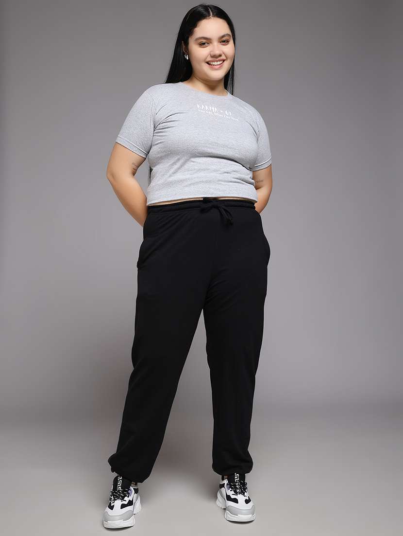 women plus size solid mid rise jogger - 22060125 -  Standard Image - 4