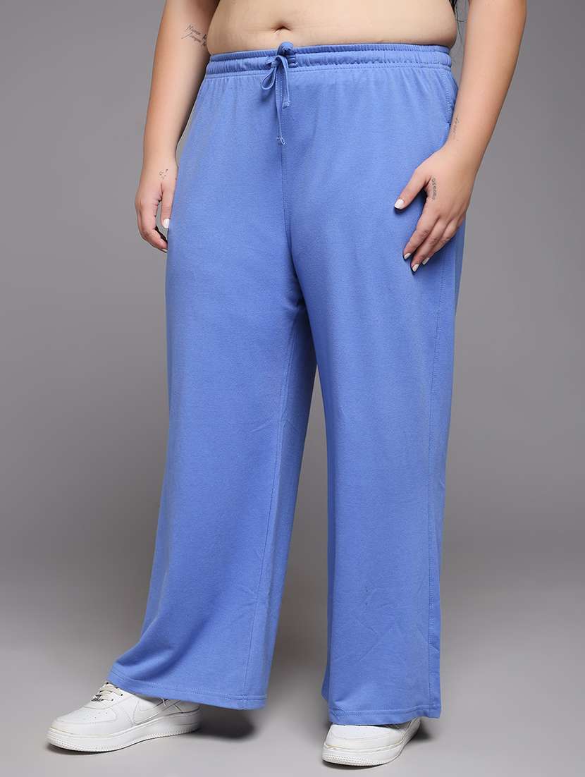 women plus size solid mid rise track pant - 22060134 -  Standard Image - 1