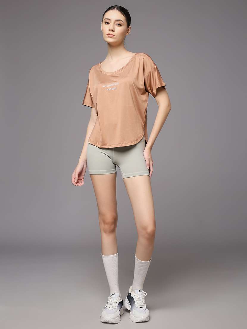 women printed round neck dri-fit sports t-shirt - 22060139 -  Standard Image - 4