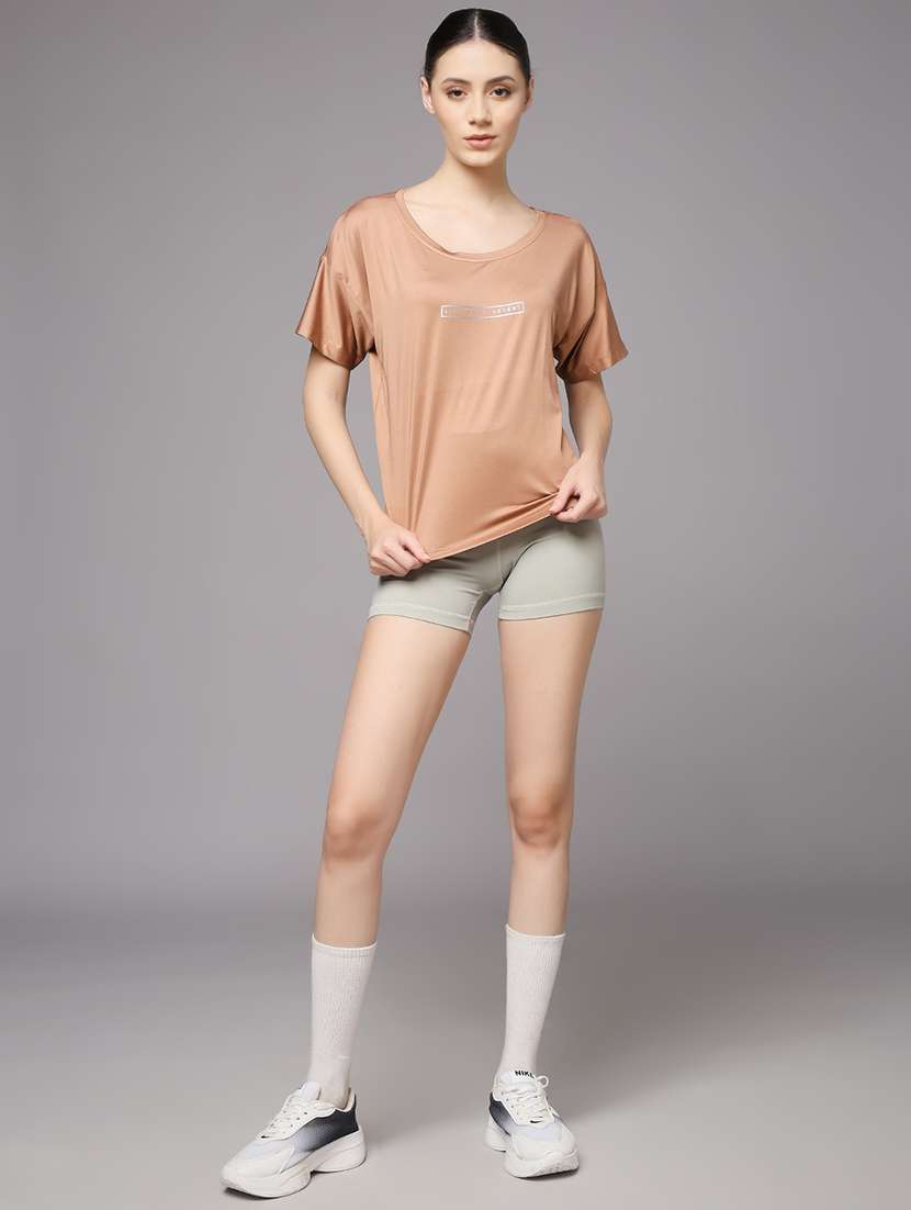 women printed round neck dri-fit sports t-shirt - 22060140 - Standard Image - 4