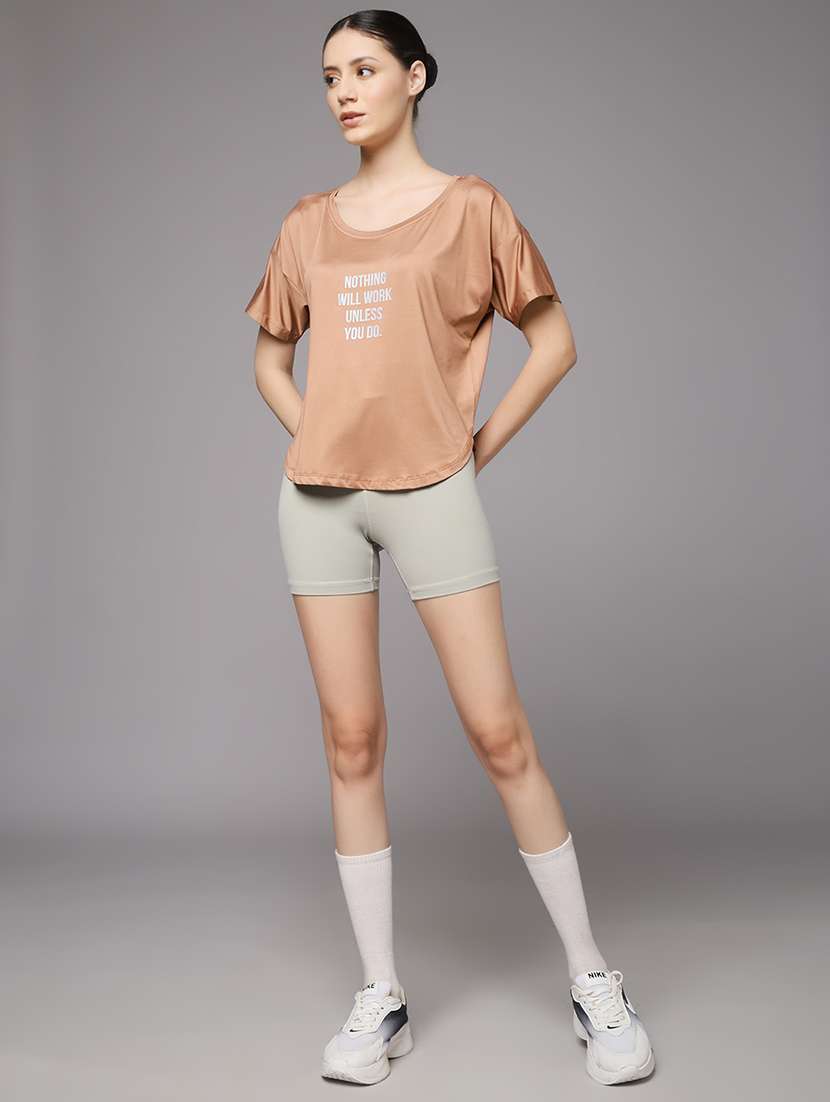 women printed round neck dri-fit sports t-shirt - 22060141 -  Standard Image - 4