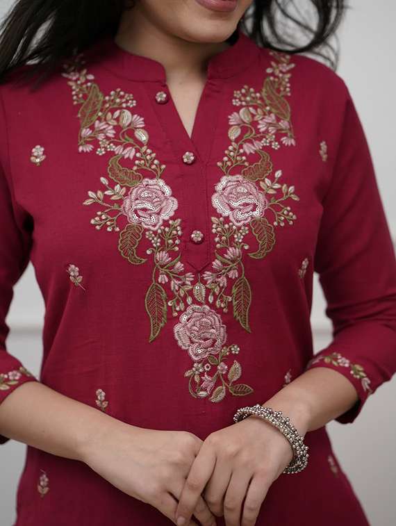 women embroidered three quarter sleeve kurta pant with dupatta set - 22060157 - Standard Image - 4