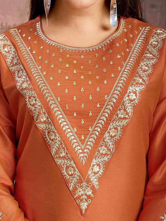 women three quarter sleeve kurta pant with dupatta set - 22060175 - Standard Image - 4