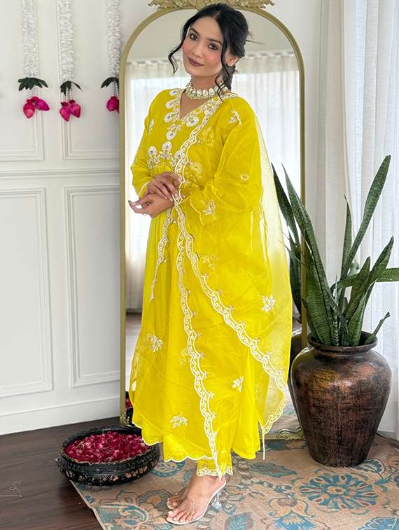 women embroidered long sleeve kurta pant with dupatta set - 22060190 -  Standard Image - 1