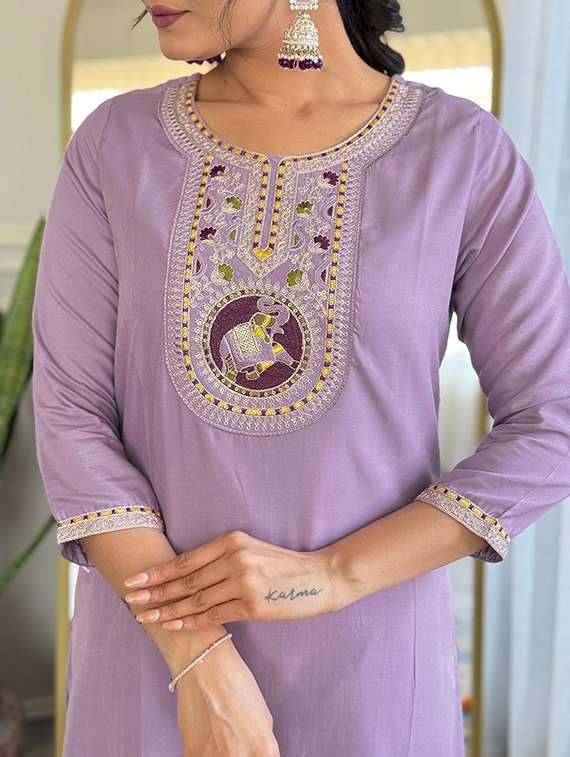 women three quarter sleeve kurta pant with dupatta set - 22060198 - Standard Image - 4