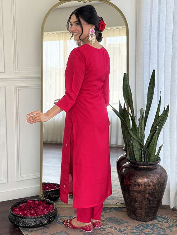 women three quarter sleeve kurta pant with dupatta set - 22060218 -  Standard Image - 1