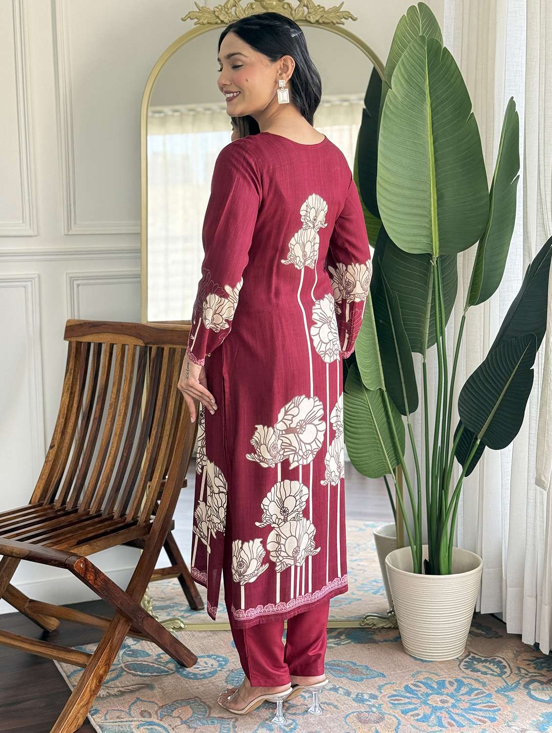 women three quarter sleeve kurta pant with dupatta set - 22060221 -  Standard Image - 1