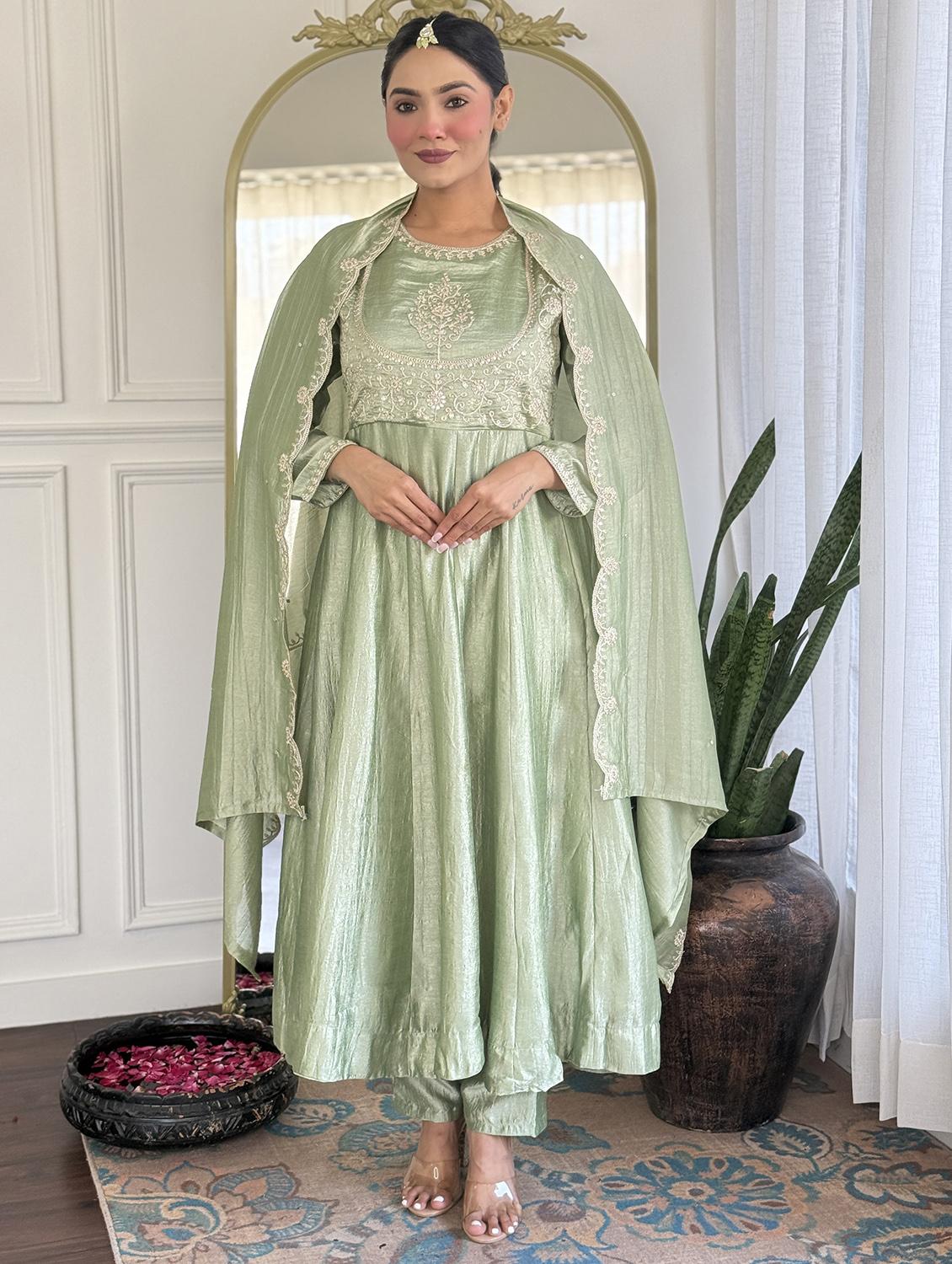 women embroidered long sleeve kurta pant with dupatta set - 22060232 - Standard Image - 1