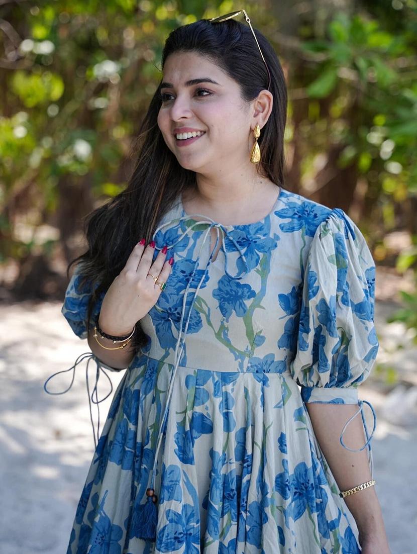women floral print puff sleeve tiered dress - 22060242 - Standard Image - 4