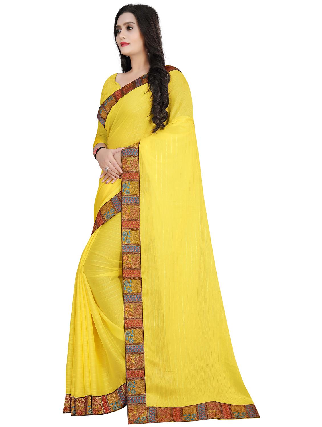women solid with bordered saree with blouse - 22060429 - Standard Image - 1