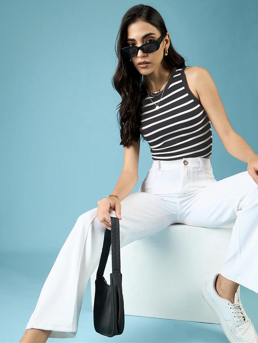 women striped sleeveless crop top - 22060509 - Standard Image - 1