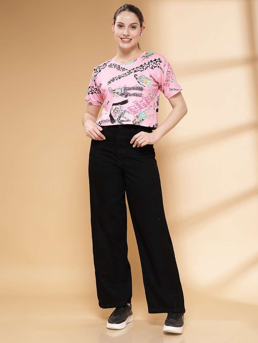 women printed short sleeve crop t-shirt - 22060548 -  Standard Image - 4