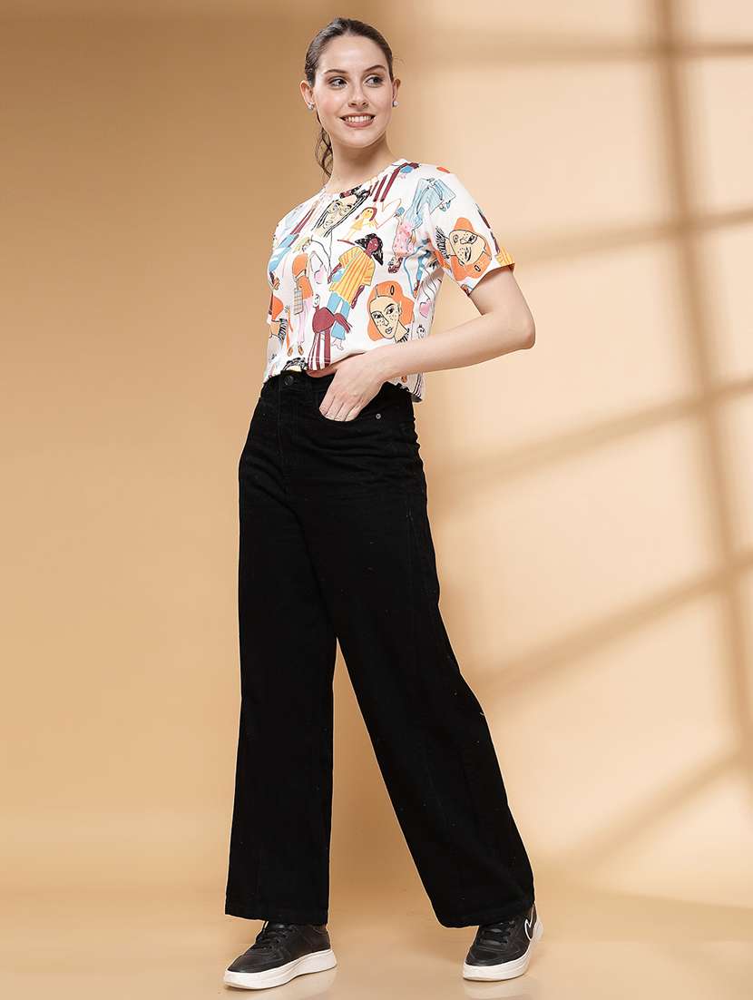 women printed short sleeve crop t-shirt - 22060550 -  Standard Image - 4