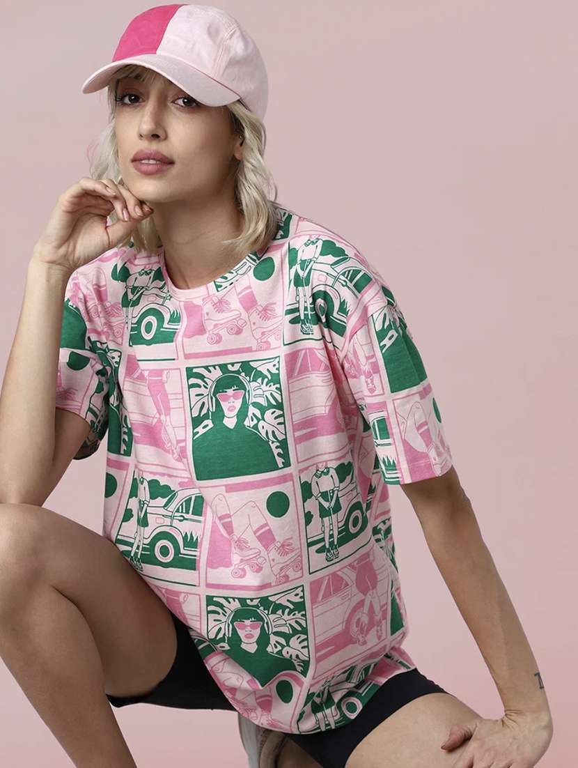 women printed short sleeve loose fit t-shirt