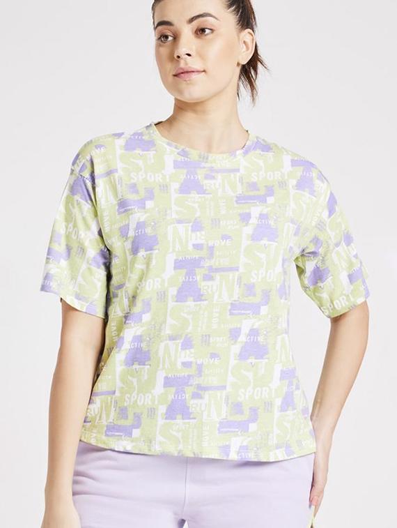 women printed short sleeve loose fit t-shirt - 22060563 - Standard Image - 1
