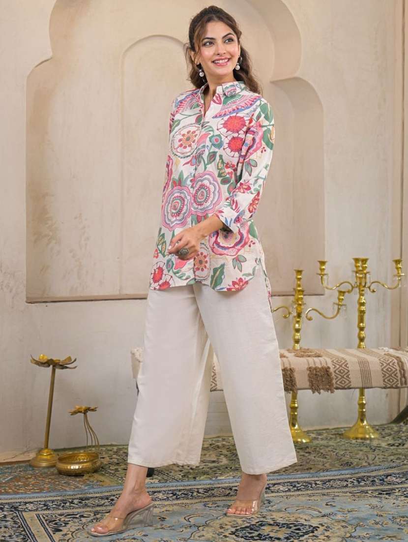 women three quarter sleeve regular fit ethnic co-ord set - 22060581 - Standard Image - 1